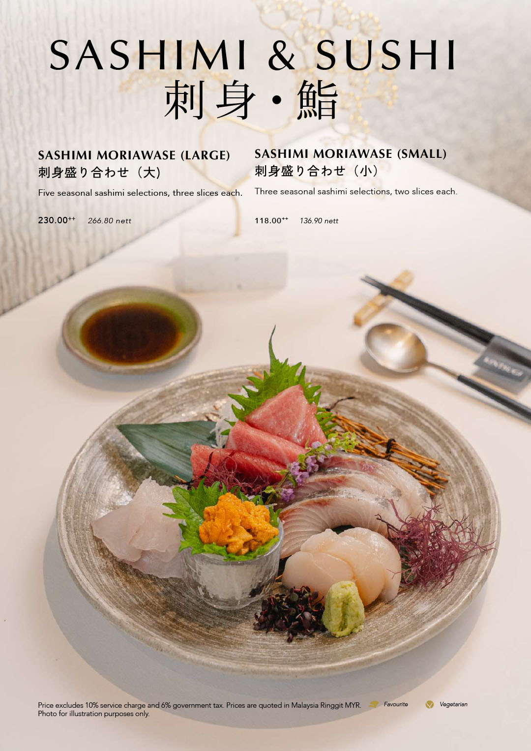 Kintsugi A la carte Menu - Sashimi & Sushi